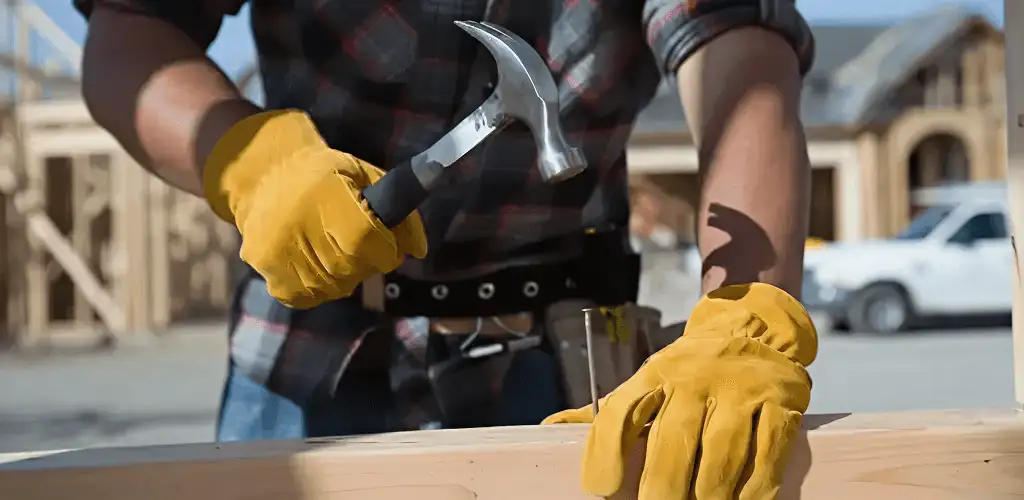 Handyman fixing wood trim with a hammer for home repairs in Yonkers, NY