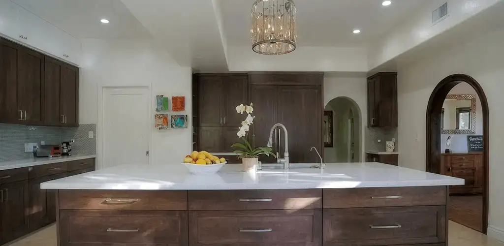 Cabinet refacing project with updated kitchen cabinets and island in Yonkers, NY