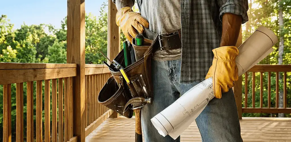 Professional handyman with tool belt ready for home repairs in Yonkers, NY