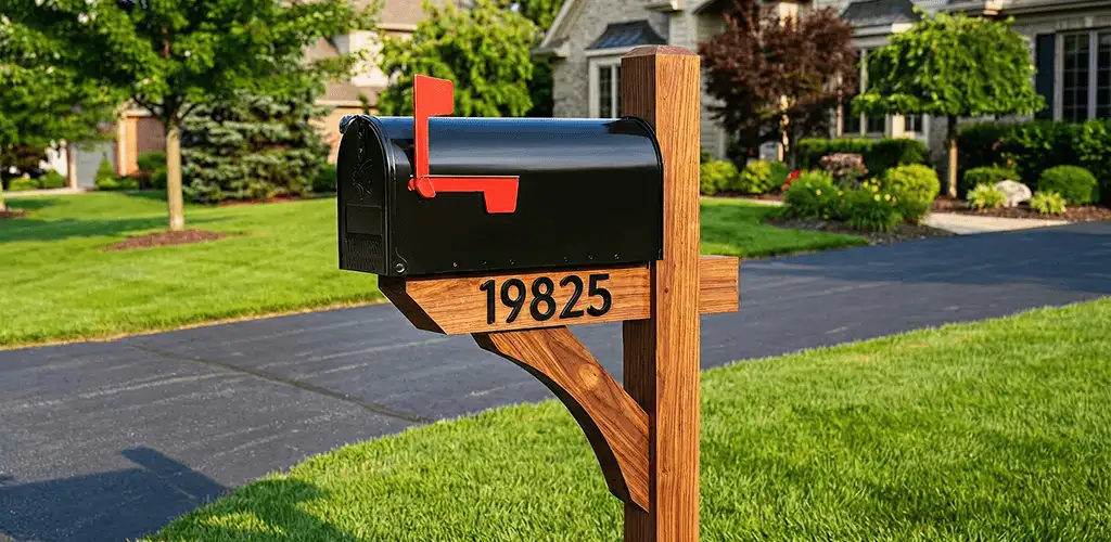 New mailbox installation with post and address number for a home in Yonkers, NY